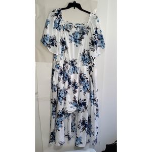 Bloomchick Women's Plus Dress/Skorts Romper Spring Outfit Blue Floral Size 26